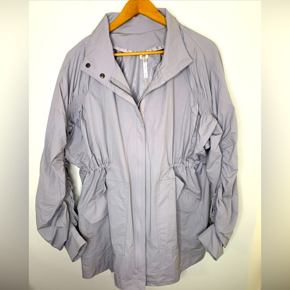 Fabletics Giana Jacket Oversized Gray Size M New Without Tags Full Zip Hood Rain - Picture 2 of 16